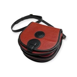 Vintage: Boots ‘n Bags ❁ Accordion Mini Crossbody Saddle Bag ❁ Brick Red Leather